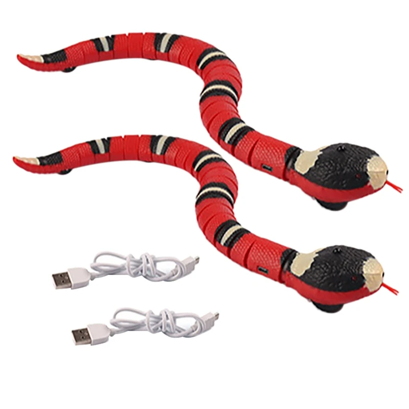 

2PCS Smart Sensing Snake Cat Toys Electric Interactive Toys For Cats USB Charging Cat Accessories For Pet Dogs Game Play