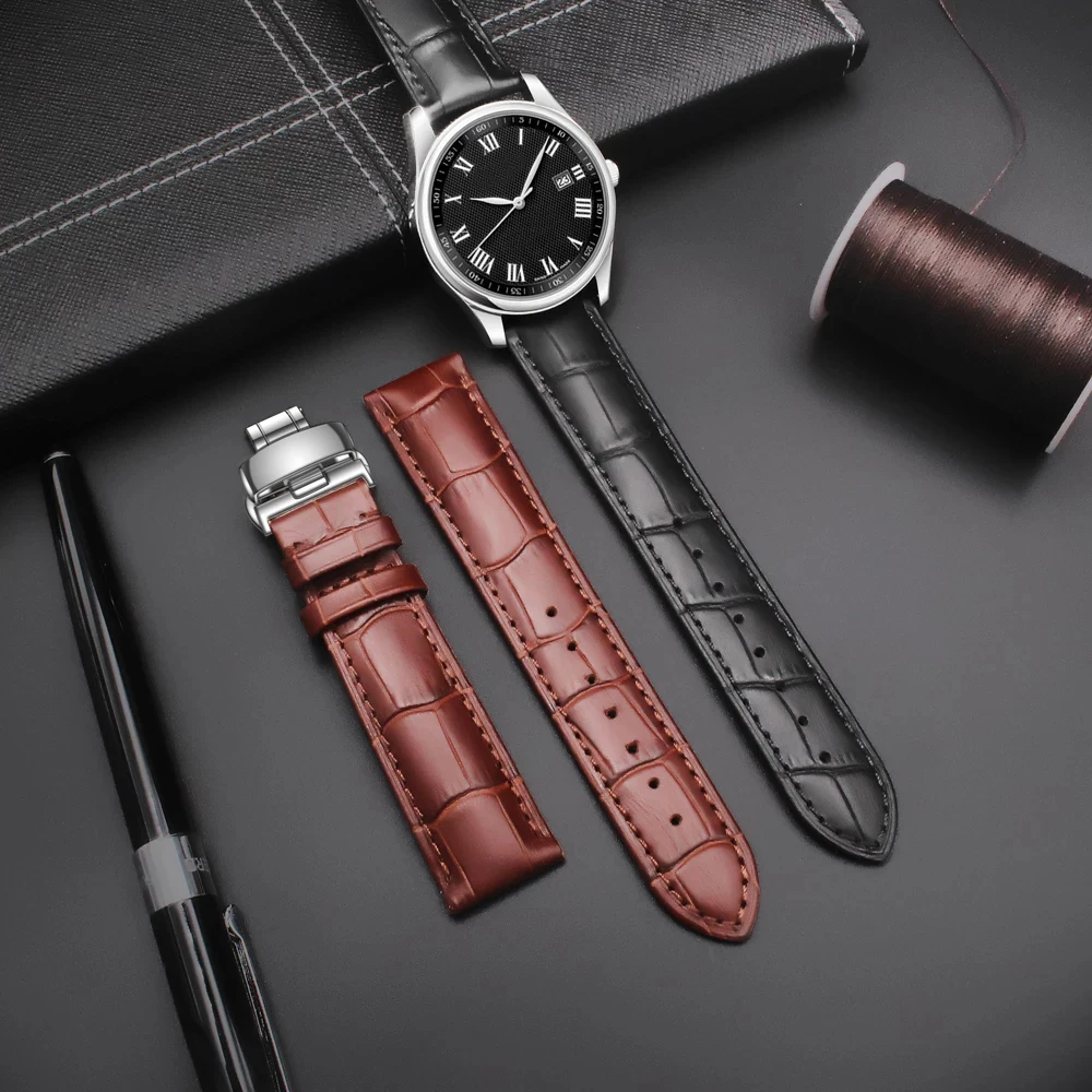 SEURE Watchband 12mm 18mm 19mm 20mm 21mm 22mm 24mm Calf Genuine Leather Watch Bands Alligator Grain Watch Strap Suit for Tissot