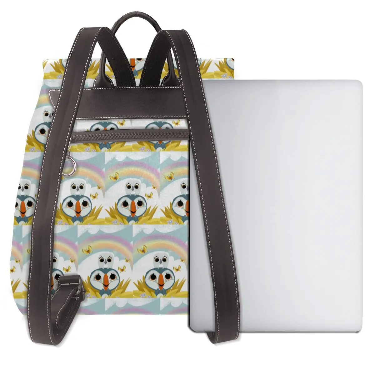 Фото Рюкзак Puffin Rock Oona Baba с мультяшным принтом, школьный ранец для студентов, походный туристический рюкзак для женщин, модный кожаный рюкзак №3