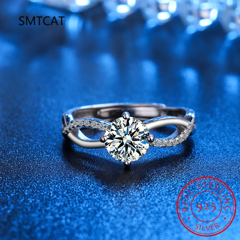 

5mm Moissanite Ring 925 Sterling Silver Plated with 18k Gold Rings for Women Wedding Eternity Band Party Fine Jewelry