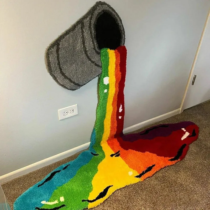 

Rainbow Creative Carpet Rainbow 3D Carpet Wall Hanging Rainbow Waterfall Rug Mat Home Living Room Bedroom Decoration
