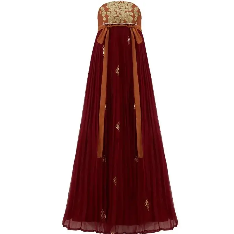 Красно-зеленая контрастная вышитая рубашка Hanfu Jinluomei с большими рукавами