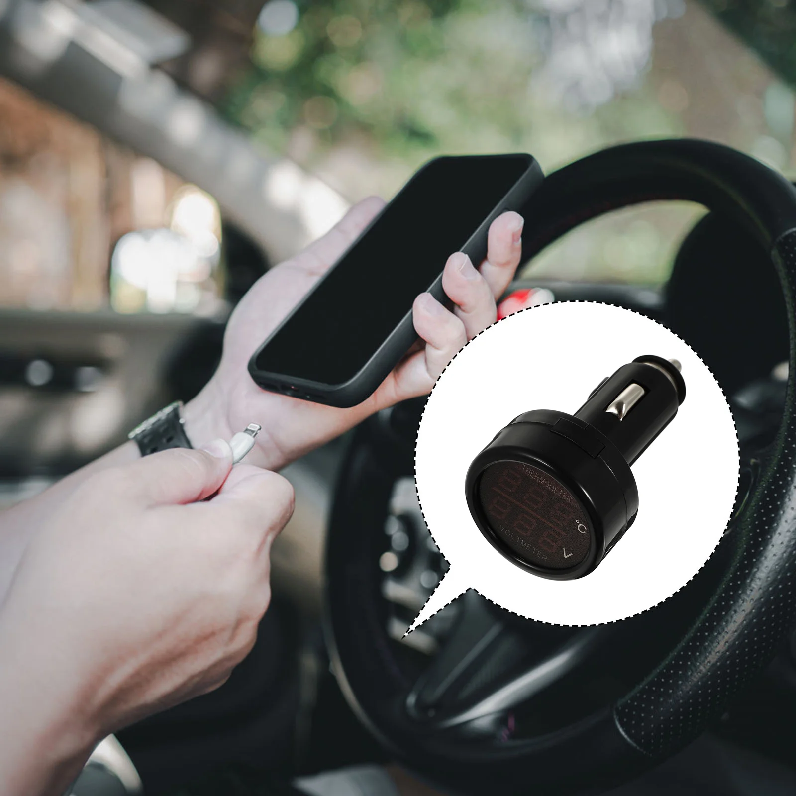 

Car Voltmeter Temperature Gauge Monitorvoltage Meter Volt Multimeter Automobilecigarette Plug Power Tester