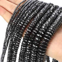 thin faceted black hematite beads natural stone abacus bead for jewelry diy bracelet necklace oblate hematite beads accessories