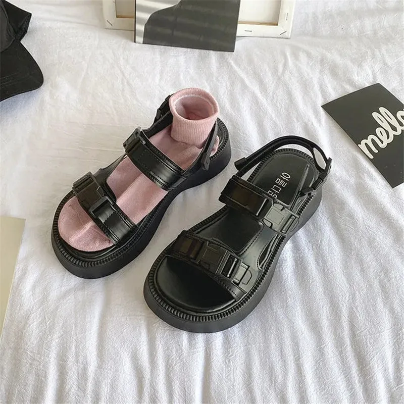 

Chunky Gothic Platform Sandals for Women Wedges Demonia Hollow Shoes Fashion Harajuku Punk Summer Breathable Ankle Boots 2022