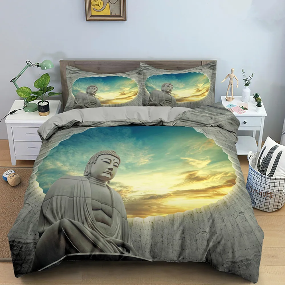 

Комплект постельного белья из микрофибры, с пододеяльником И Статуей Будды