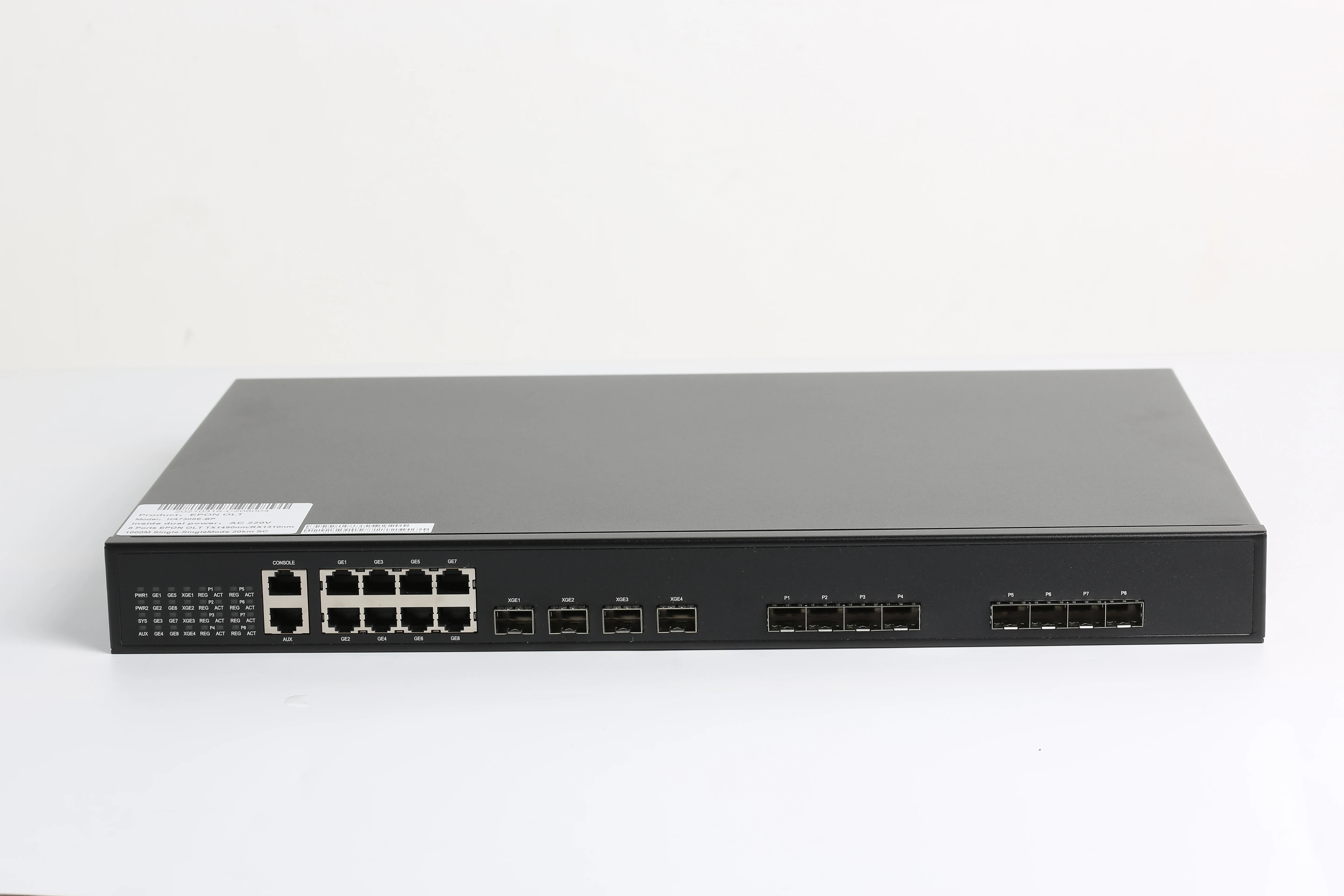 Фото 2026 1U стандартный стоечный 8-портовый EPON OLT, 8 SFP PON +12 оптоволоконных портов для восходящей связи, оптоволоконное оборудование FTTH OLT, совместимое с любым брендом №3