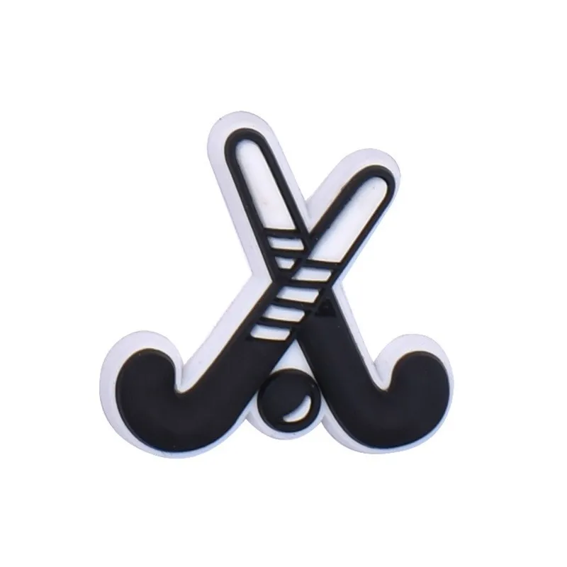 Ice Hockey Theme Silicone Charms Shoe Ornament Wristband Pins Accessories Skate Puck Stick Garden Slipper Decoration 100pcs