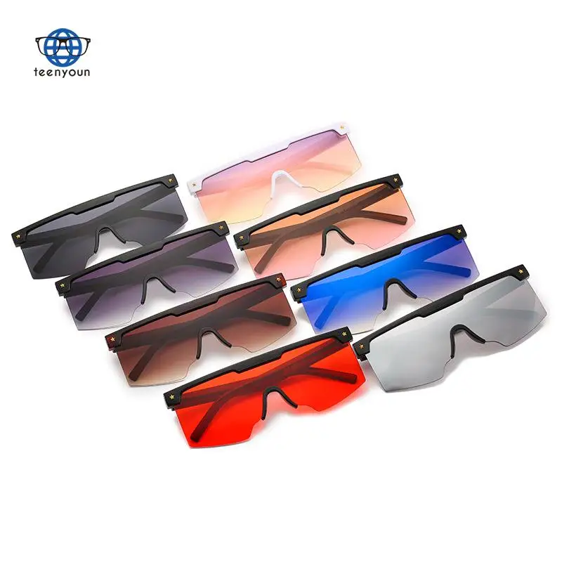 

Teenyoun Eyewear Punk Big Frame One Piece Sunshade Gradual Fashion Women's Rimless Sunscreen Sunglass Sunglasses Sun Glasses