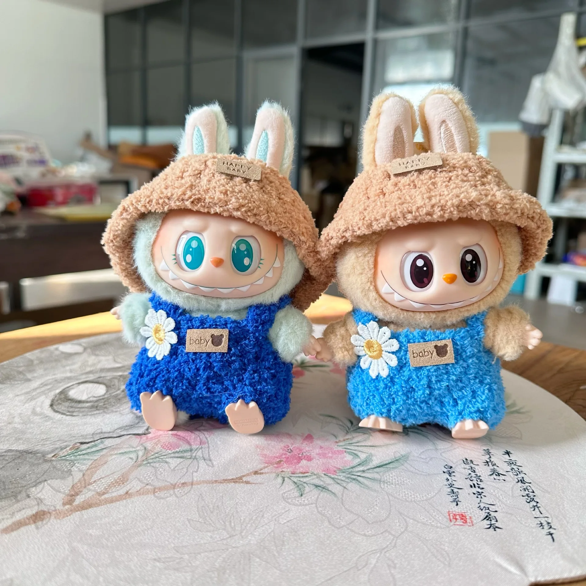 17 см Labubu I II милая плюшевая кукла ручной работы с цветком куклы-идолы аксессуары