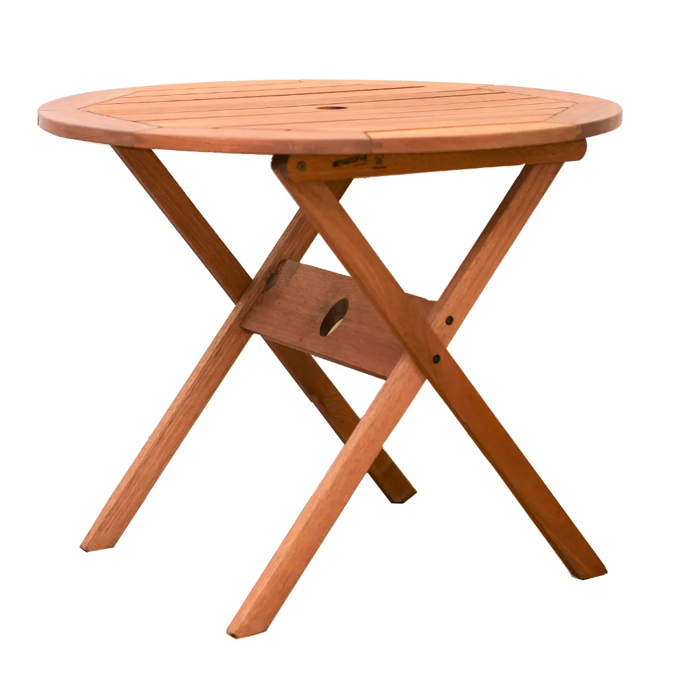

Milano Amazonia Folding Round Patio Bistro Table, Eucalyptus Wood, Brown
