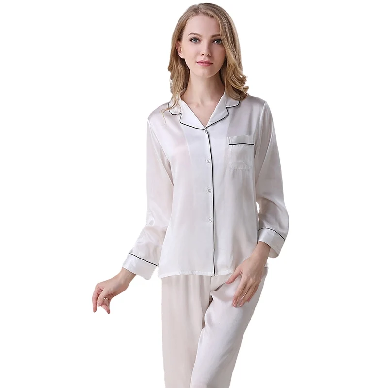 

Fashion 2Pcs Long Sleeved Silk Home Wear Ladies Women Summer Pajama Home Wear