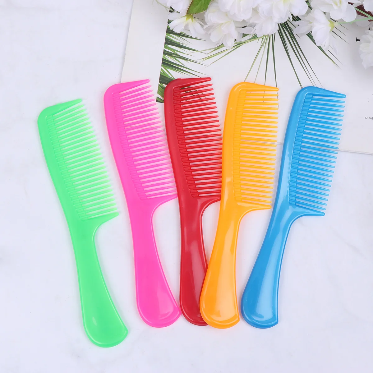 

Hair Combs Candy Color Detangling Unbreakable Colorful Handle Comb Hairdressing Comb for Home Salon