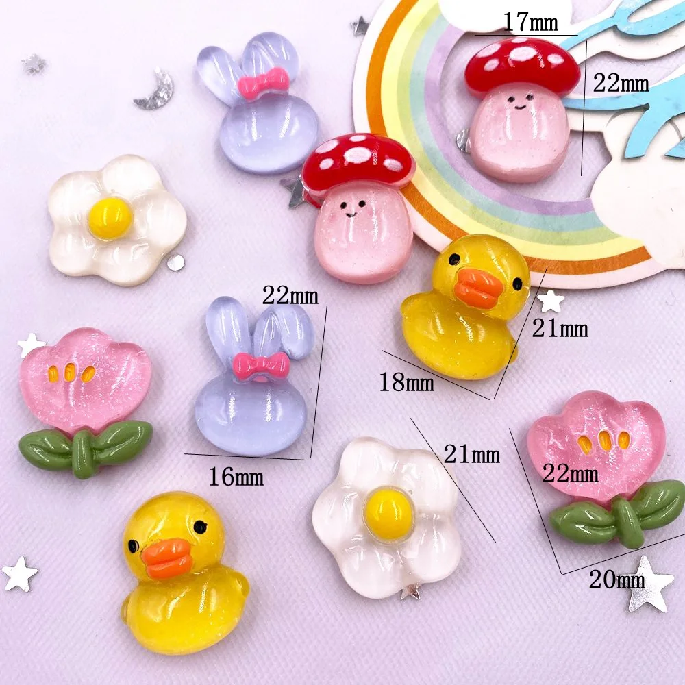 Фото Красочные полимерные блестки Kawaii Кролик Утка грибы цветы с плоской задней стороной мультфильма альбом для скрапбукинга 10 шт. DIY Аксессуары ... №2