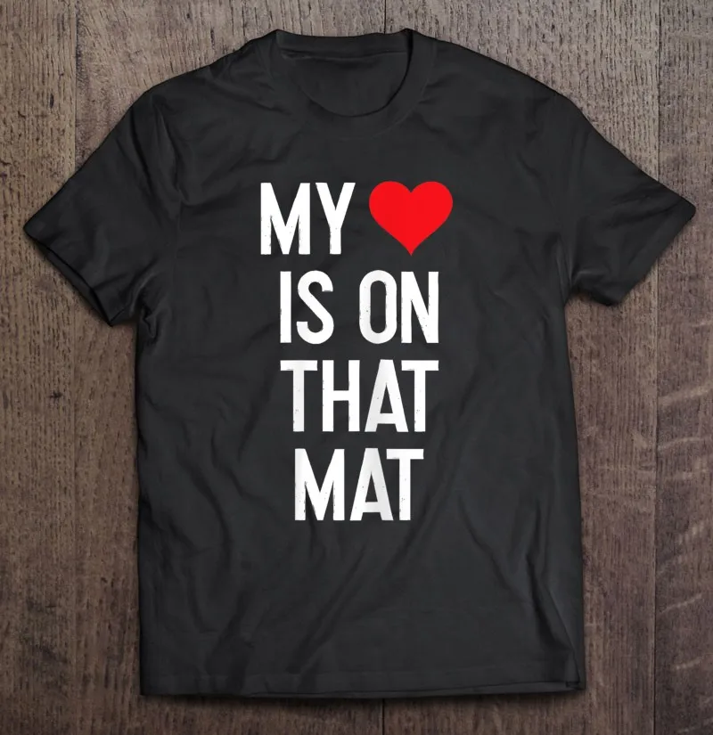 

Мужская хлопковая футболка с надписью «My Heart Is On That Mat»