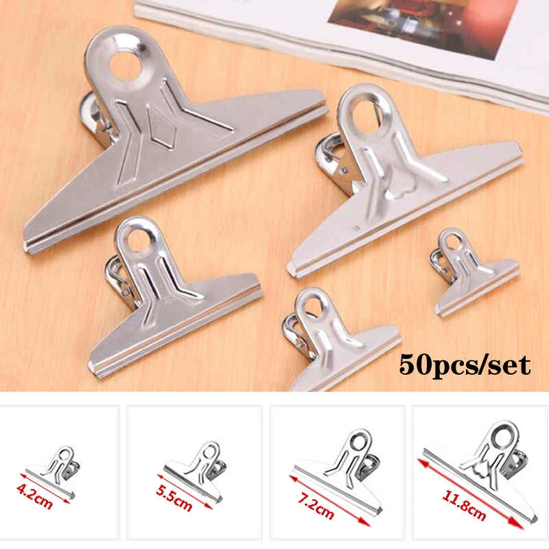 

50 Pieces/Lot Metal Binder Clip Office School Tool Clips Binding Securing Clips 42mm/55mm/72mm Shaped Paper Clips Stationery