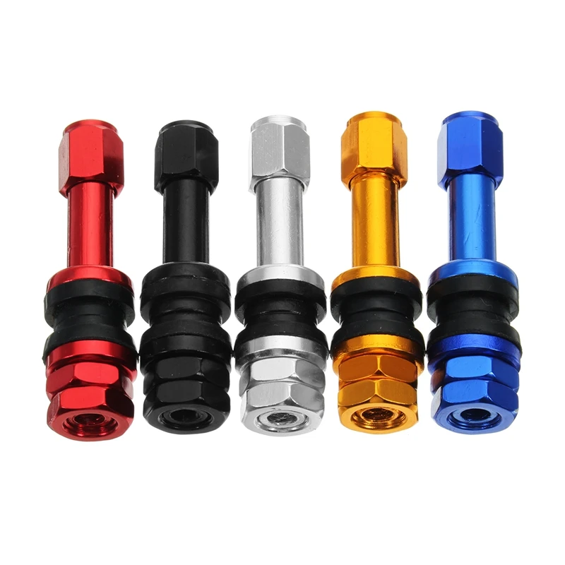 

4PCS Bolt-in TR48E Tire Valve Stems Tubeless Wheel Valves Dust Caps Set High Pressure Car Accessories Red Aluminum Alloy