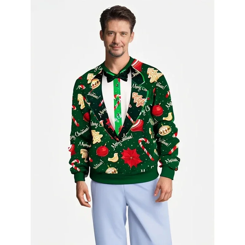 Мужской и женский новогодний рождественский свитшот с 3D забавным цифровым