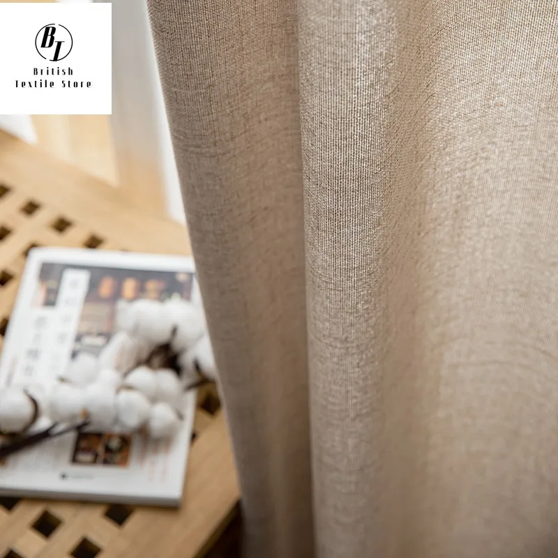 Утолщенные хлопковые и льняные шторы в японском стиле для гостиной спальни белые