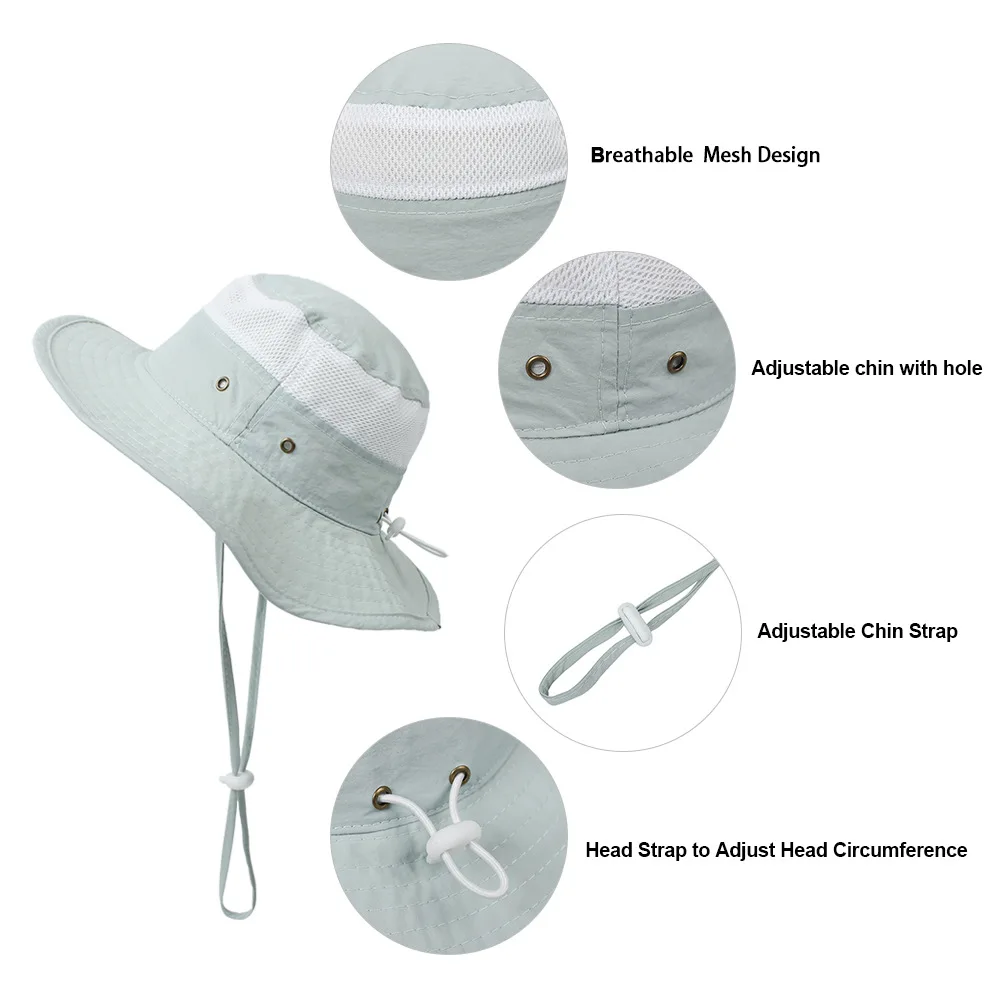 Children's Outdoor Sun Hat, Mesh Stitching Fisherman Hat, 0 To 8 Years Old Children's Sun Protection Hat
