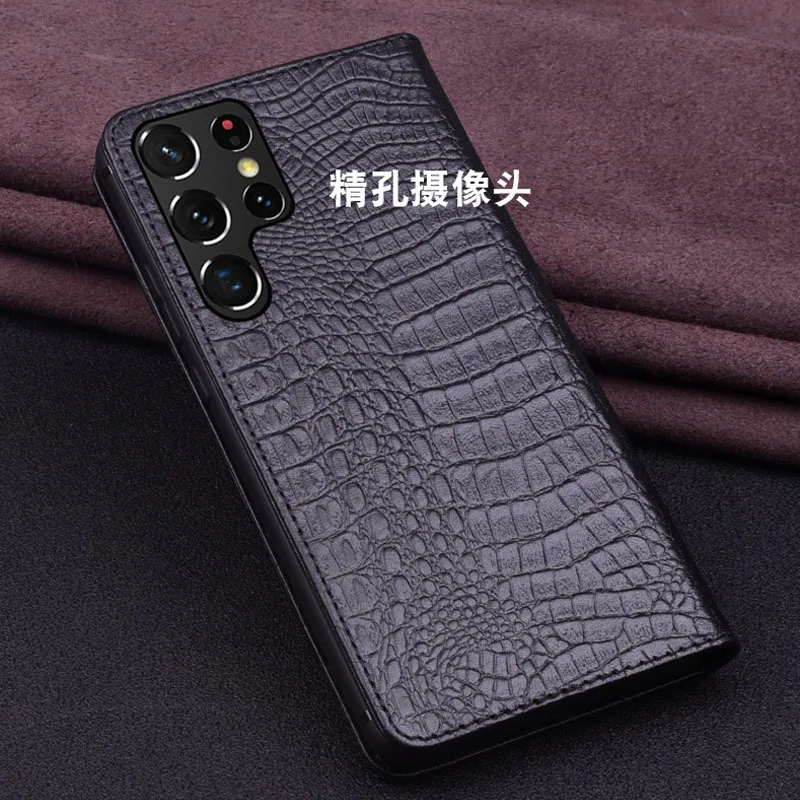 Genuine Leather Magnet Clasp Phone Case For Samsung Galaxy S22 S21 Plus Ultra A33 Kickstand Holster Cover Protective Full Funda