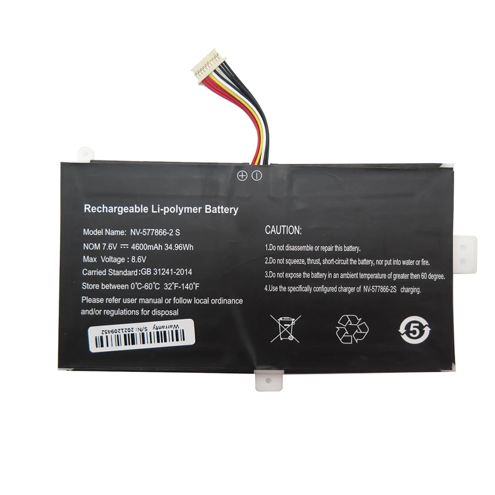 Сменный аккумулятор для ноутбука NV- 577866 -2S Совместимый GSP 627875 7 6 В 4600 мАч 34 96 Втч 10