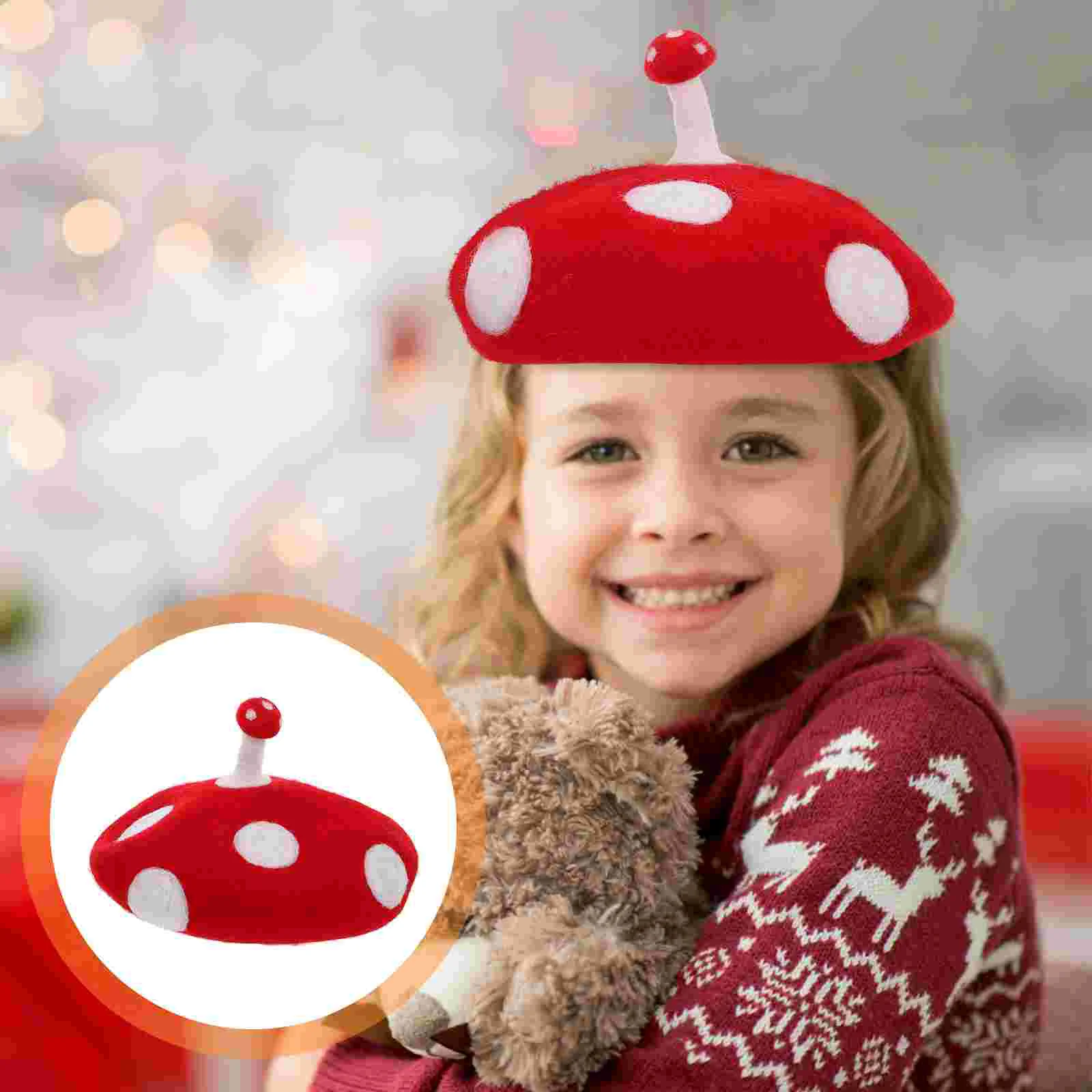 

Girl Clothes Wool Felt Beret Mushroom Hat Costume Accessory Hats Make Decor Miss
