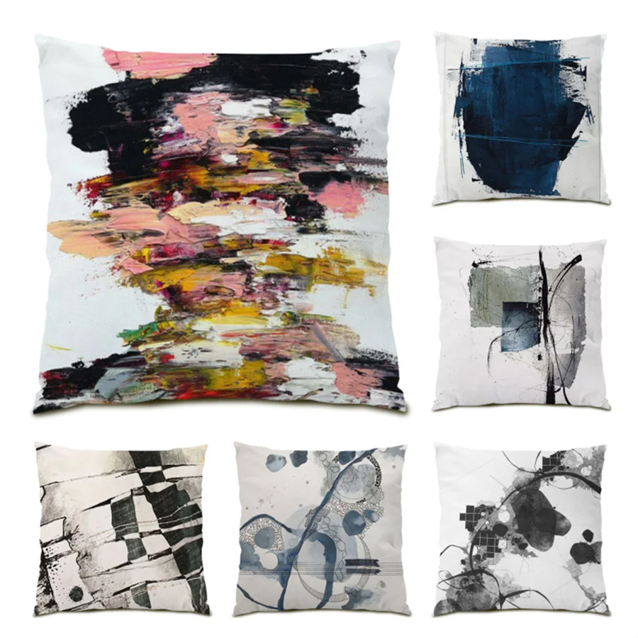 

Pillow Covers Decorative Cushion Abstract Geometry Cushion Cover 45x45 Velvet Cushions Artistic Sofas for Living Room Sofa E0392