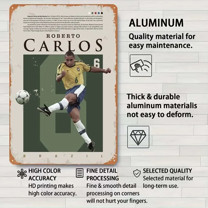 Жестяная Табличка с изображением Роберто Карлоса из Бразилии мужская пещера