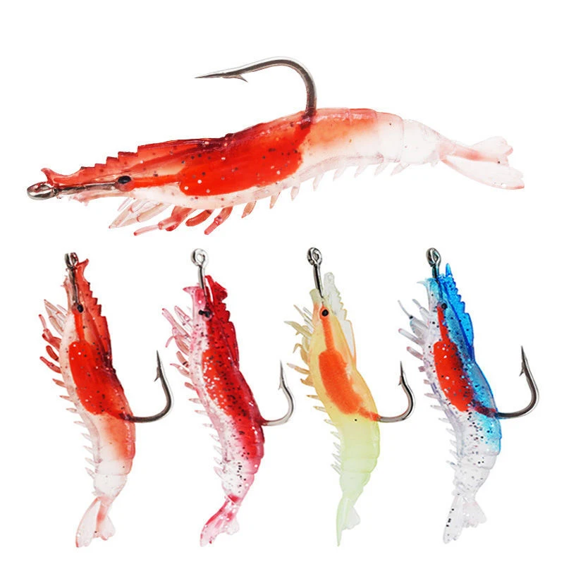 

1pcs Wobblers Silicone Soft Bait Shrimp Worm Lure set 55mm 3g Attractive Swivel Jig Lead soft bait Kit Bass Fishing Tackle