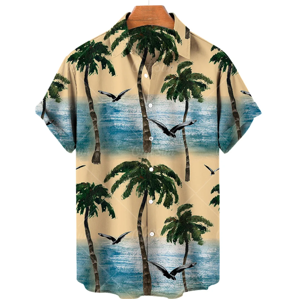 

New Beach Holiday Coconut Shirt for Men 3d Print Summer Casual V-neck Short Sleeve Loose Vintage Oversized Shirt 5xl 2022 Unisex