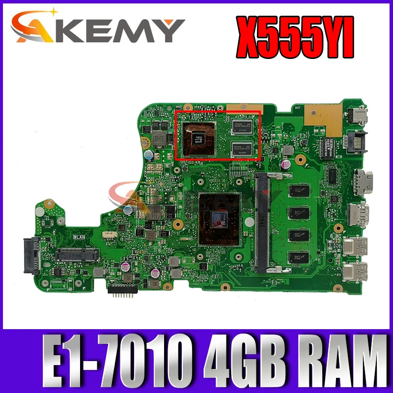 

X555YI E1-7010 CPU 4GB RAM mainboard REV2.0 For ASUS X555D A555D X555DG X555YI laptop motherboard Tested Working