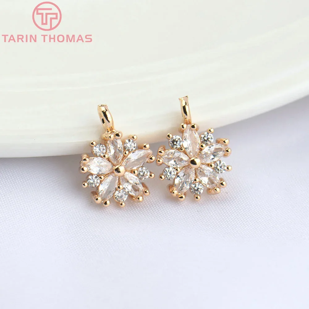 Латунные подвески с цирконом 10 шт. 9 мм 24 к цвета шампанского