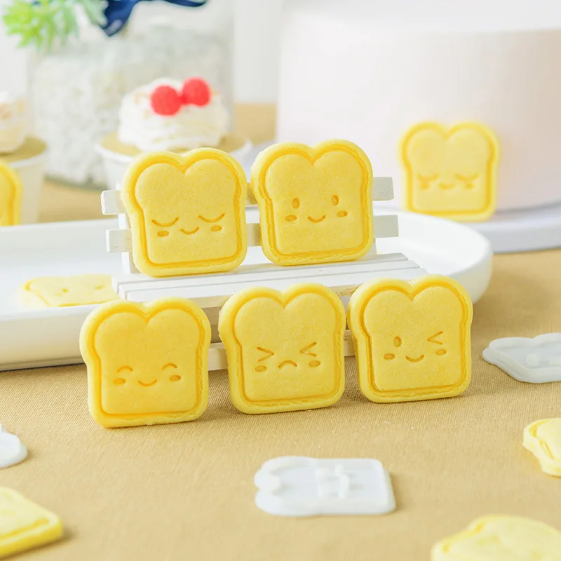 

6pcs Mini Toast Biscuit Mold Cartoon Bread Cookies Cutter Frame DIY 3D Baking Pattern Mould Fondant Pastry Craft Form Cake Tools