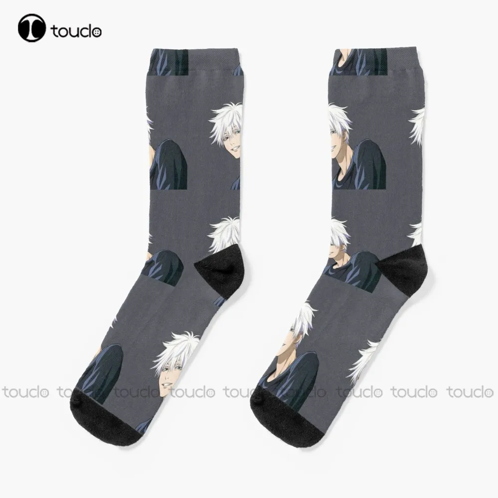 

Gojo Satoru Smiling Jujutsu Kaisen Socks White Socks Women Unisex Adult Teen Youth Socks Christmas Gift Custom Hd High Quality