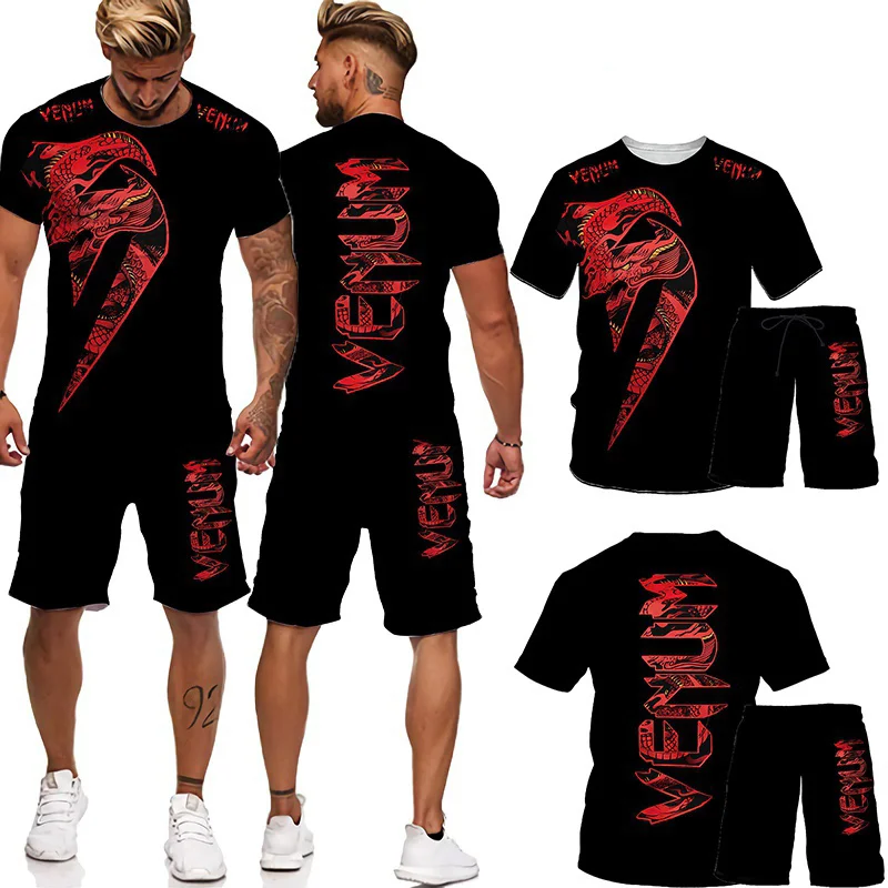 Summer T Shirt Set Men's Sports Suit Oversized  Clothes Fashion Streetwear Short Sleeve 2 Piece Tracksuit 3D Printed Jogging