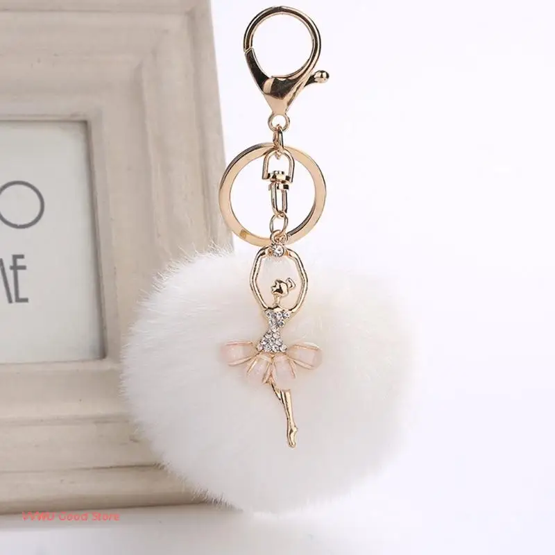 

Cute Rex Rabbit Fur Ball PomPom Cell Phone Car Keychain Pendant Handbag Key Ring