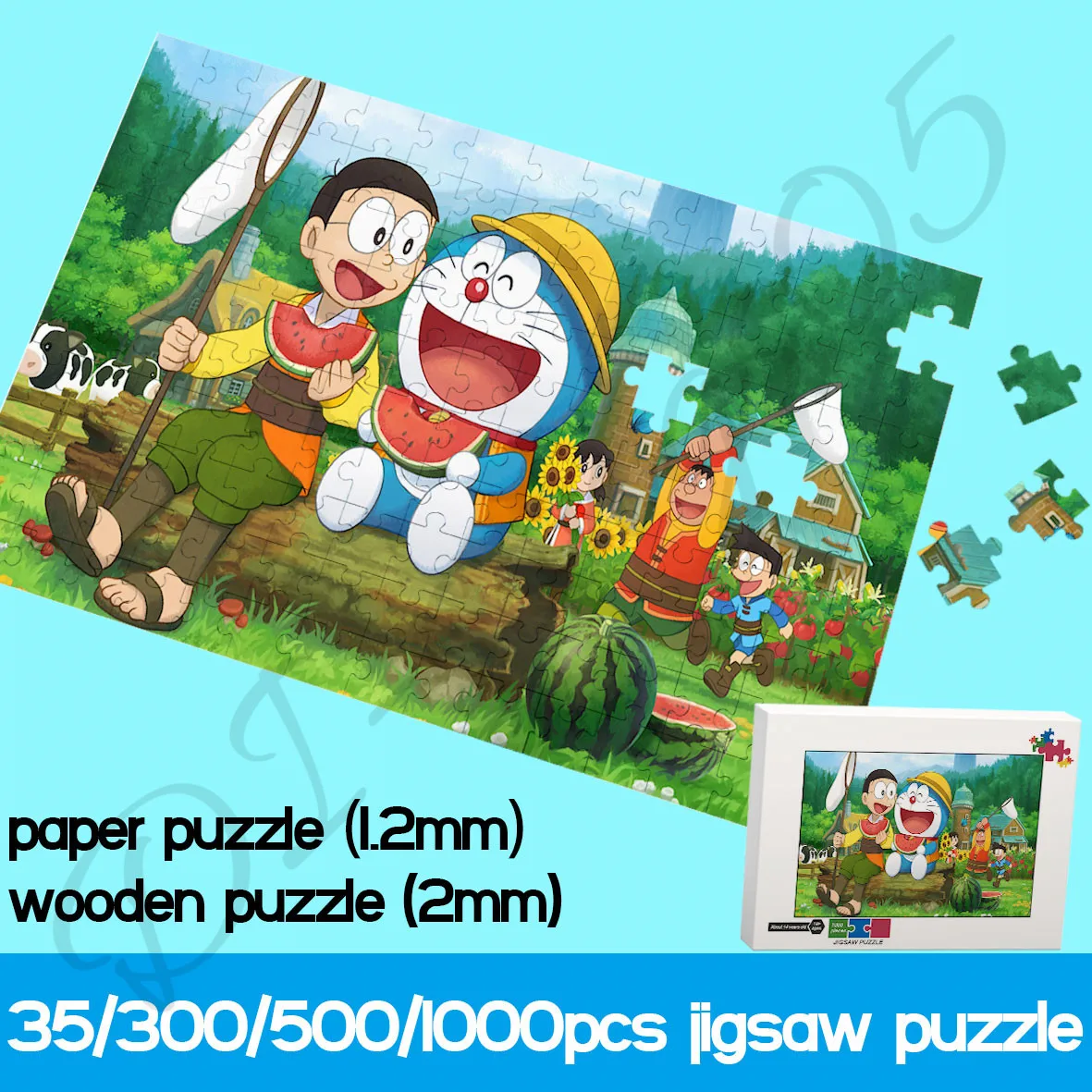 

Doraemon 35/300/500/1000 Piece Wooden Puzzles for Kids Bandai Anime Art Classic Movie Doraemon Jigsaw Puzzles Decompress Toys