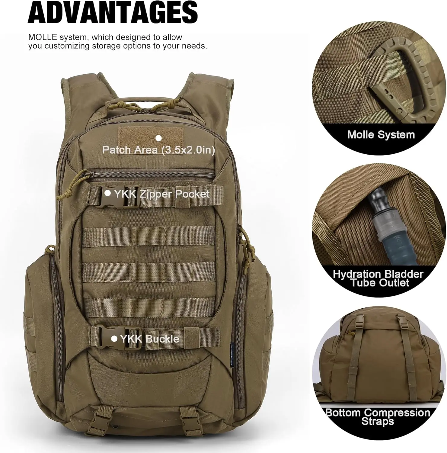 Фото Мужской тактический рюкзак Mardingtop Molle — рюкзак EDC для походов и мотоциклов объемом 28 л №3