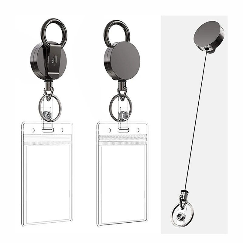 

1PCS New Card Key Ring Clip Retractable Pull Key Ring Chain Reel Extendable Belt Reel ID Lanyard Name Tag Card Badge Holder