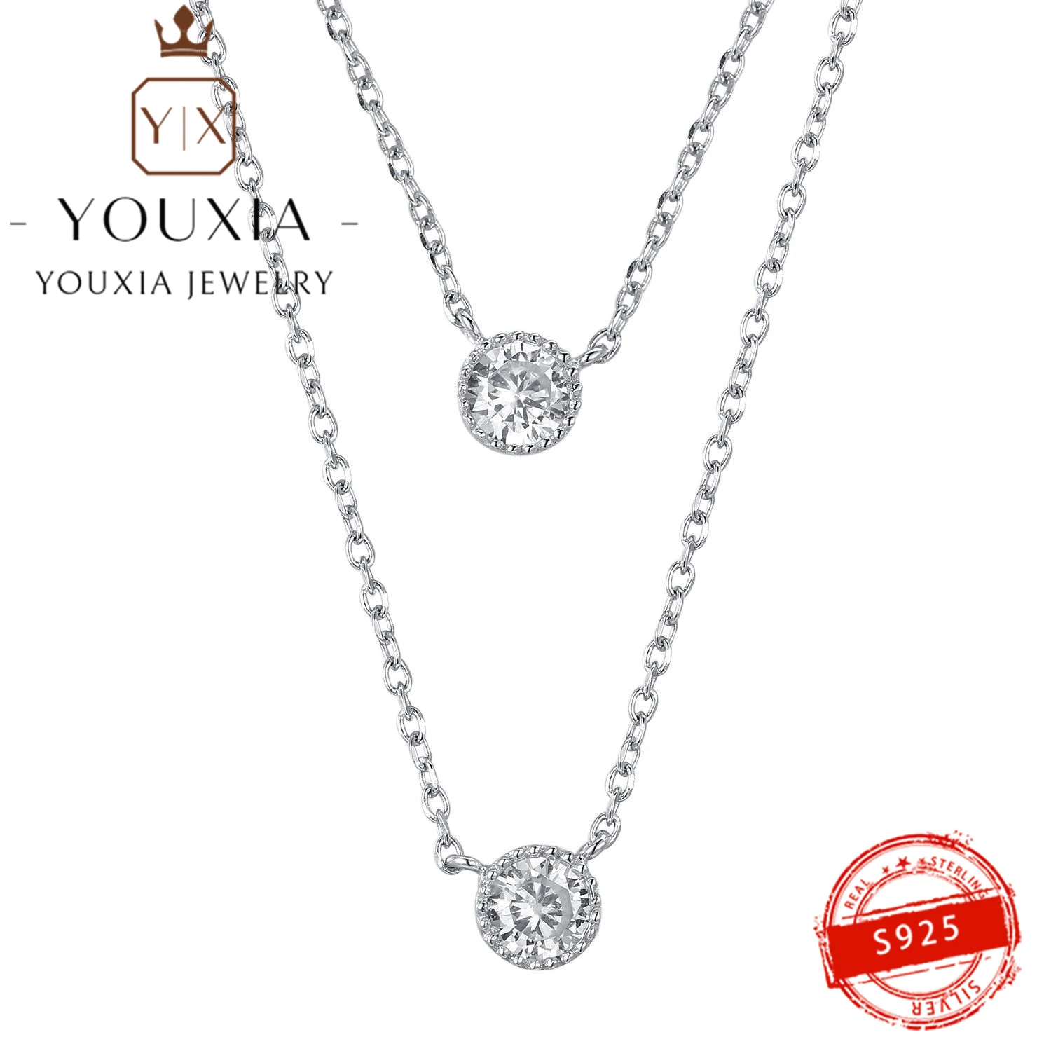 

Hot Selling Own Brand DIYS925 Silver Encrusted Diamond Round Design Party Banquet Fashion Personality Ladies High Jewelry