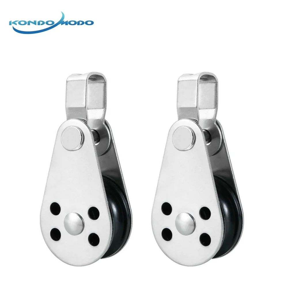 

2PCS Boat Accessories Stainless Steel 316 Pulley Blocks Rope Runner Kayak Marine Canoe Anchor Trolley Kit for 2mm to 8mm Rope