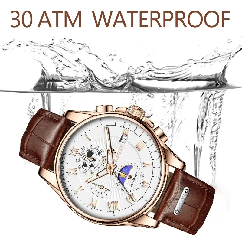 Casual Sport Watches for Men Luxury Military Leather Wrist Watch Man Clock Fashion Chronograph Wristwatch 4
