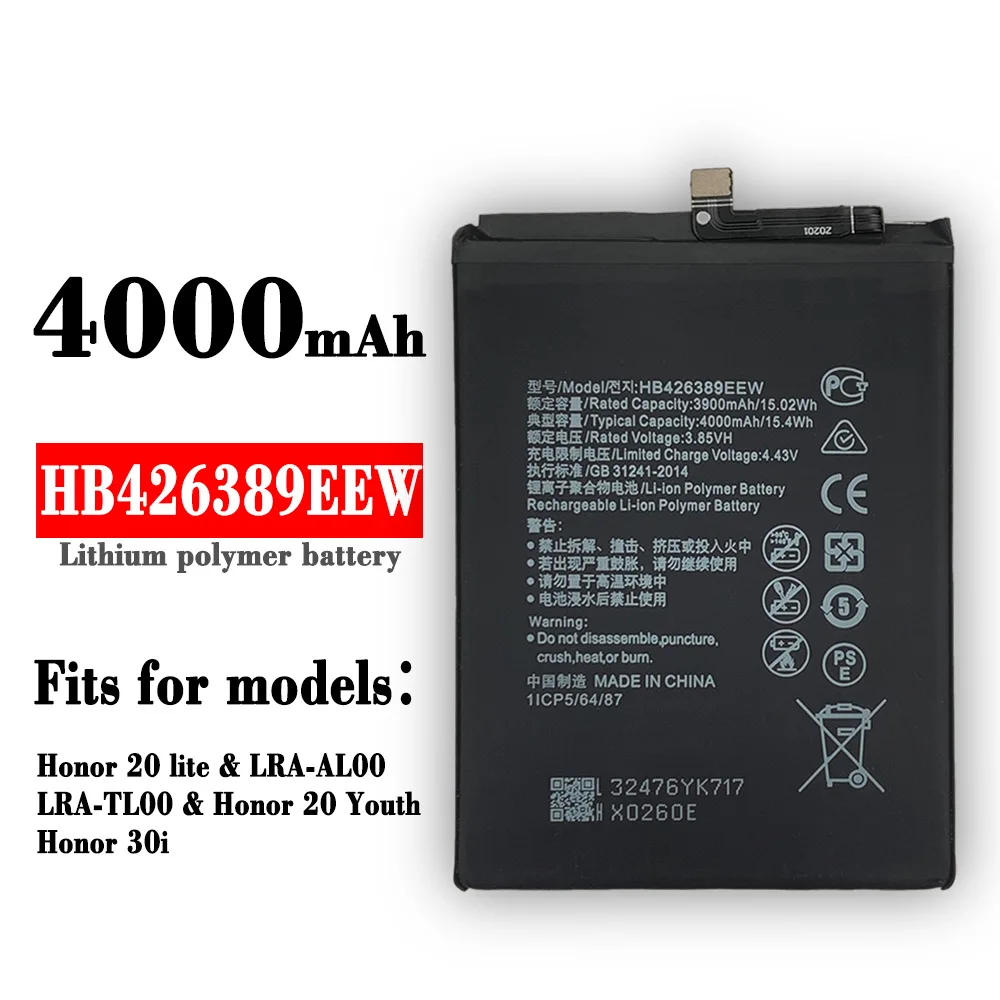 

4000mAh HB426389EEW Replacement Battery for Huawei Honor 20 Lite Honor 20 Youth LRA-AL00 Mobile phone batteries