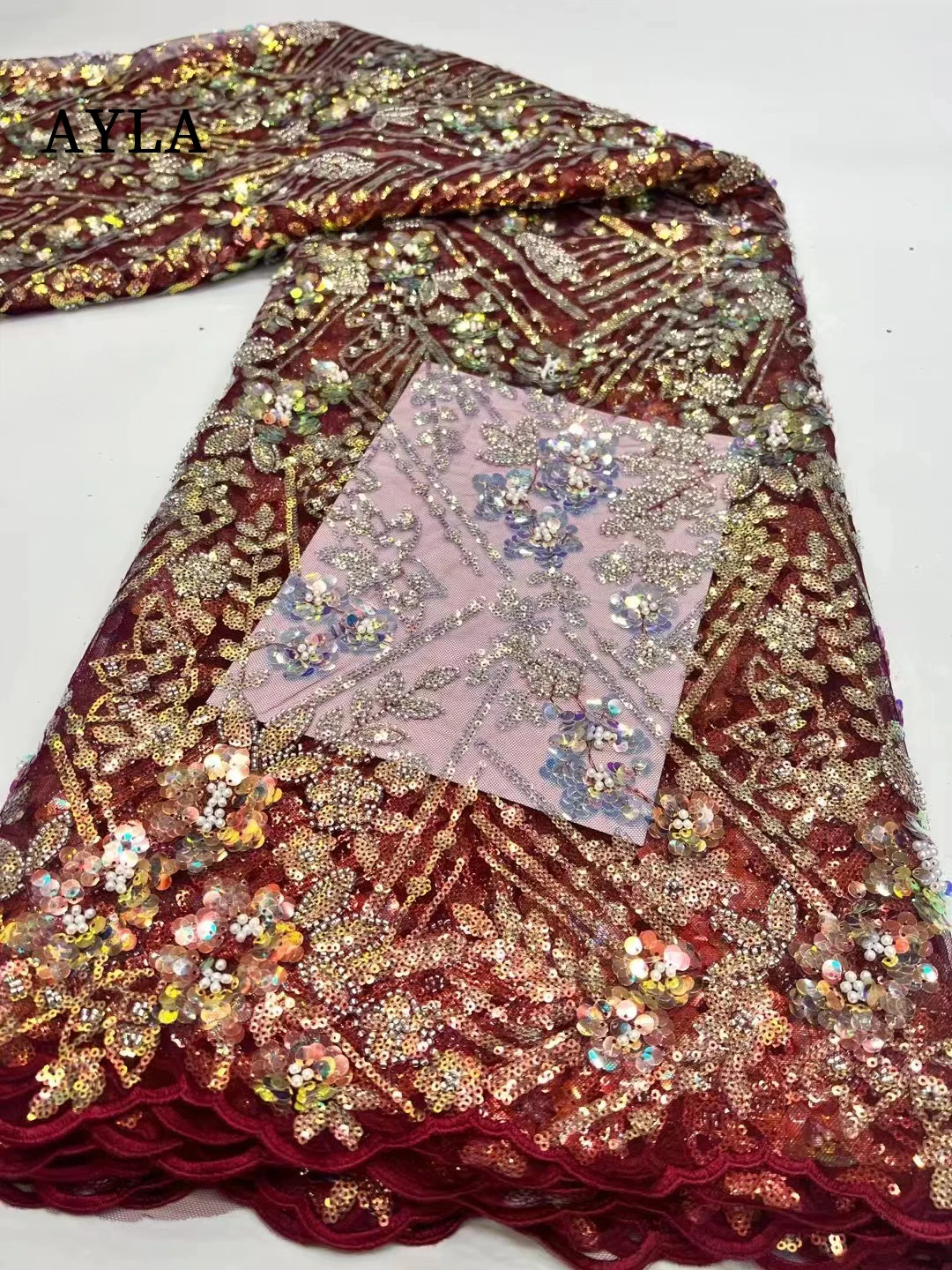 

Хорошее качество, кружевная ткань из бисера, свадебная ткань, белые свадебные ткани, французские нигерийские блестки, бусины с вышивкой на тюле, 5 ярдов