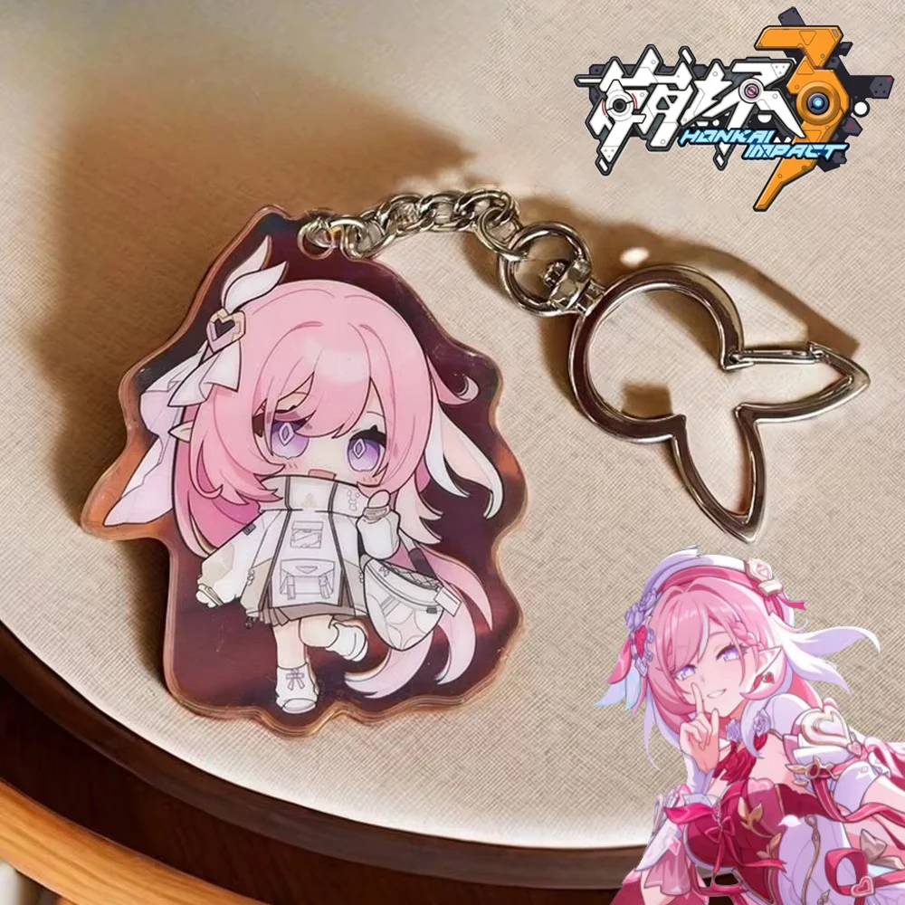 Фото Брелок для ключей Honkai Impact 3 Elysia, акриловый брелок-подвеска с лазерной гравировкой, аксессуар для сумки, украшение, реквизит №1
