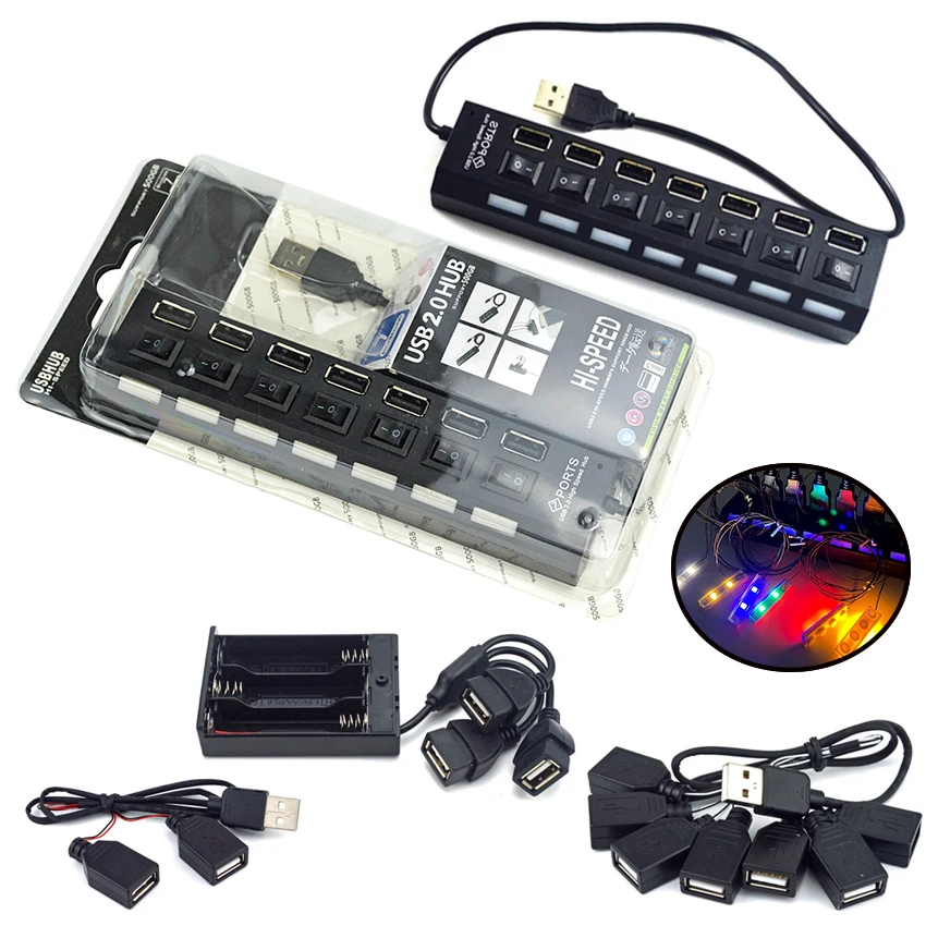 Аксессуары для светодиодного освещения черный от одного до семи USB-портов