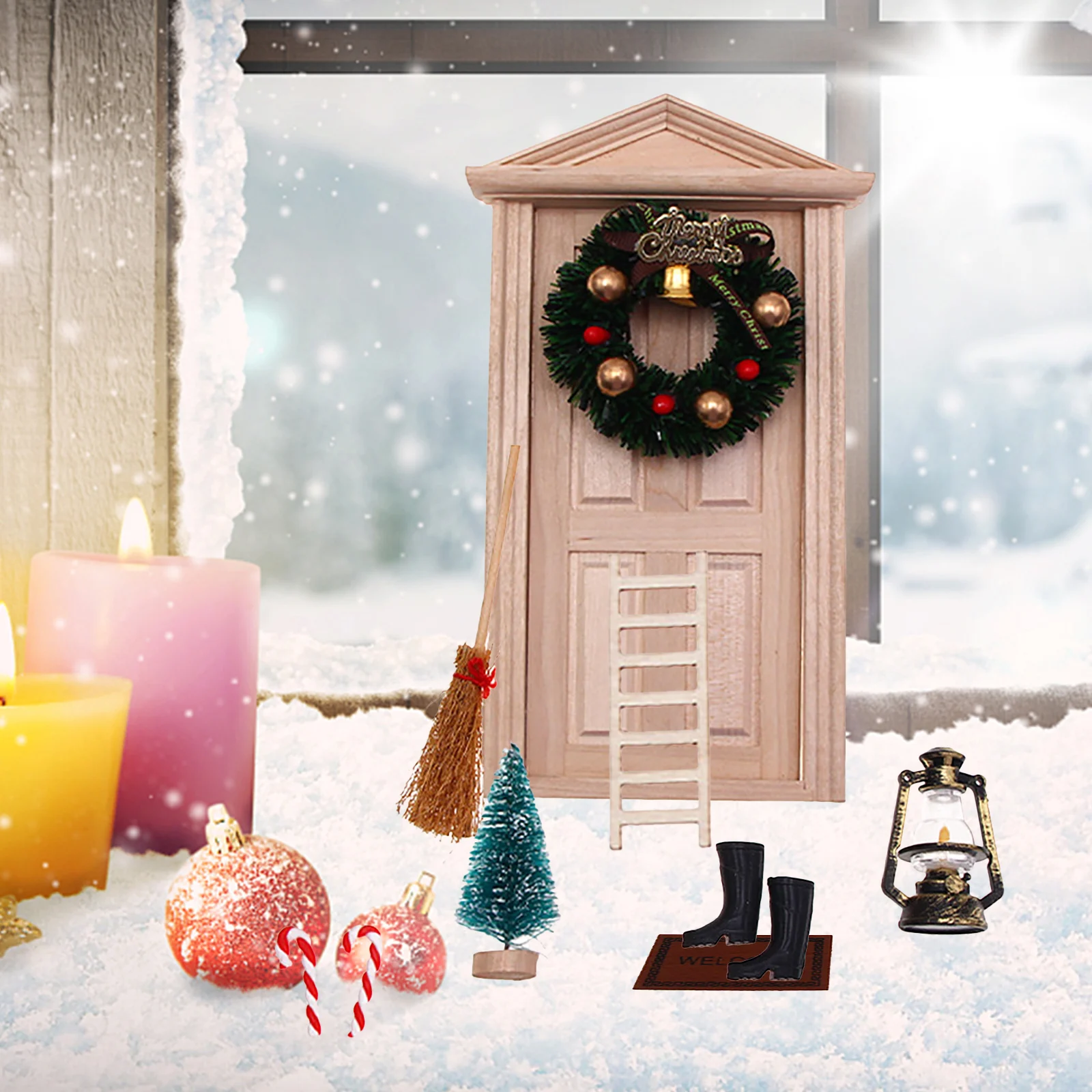 

Dollhouse Decoration 9Pcs Tiny Dollhouse Elf Fairies Decorative Entry Door Set Children Festival Gift Party Supplies