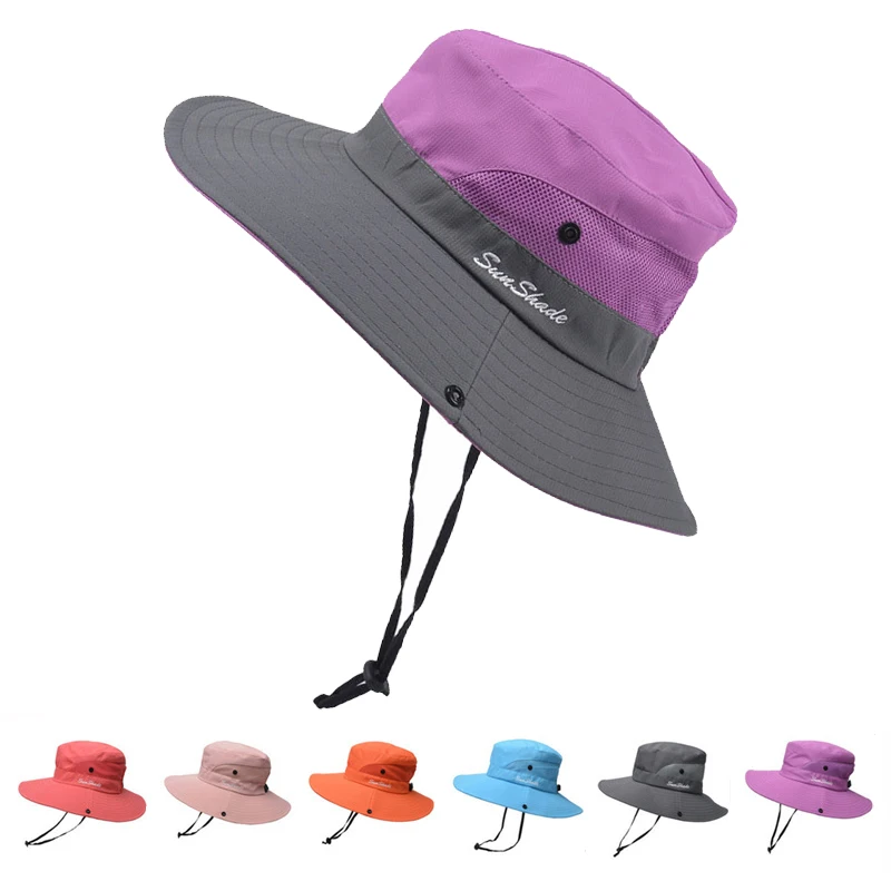 

Fishing Hat Sun UV Protection UPF 50+ Sun Hat Bucket Summer Men Women Large Wide Brim Bob Hiking Outdoor Hat with Chain Strap