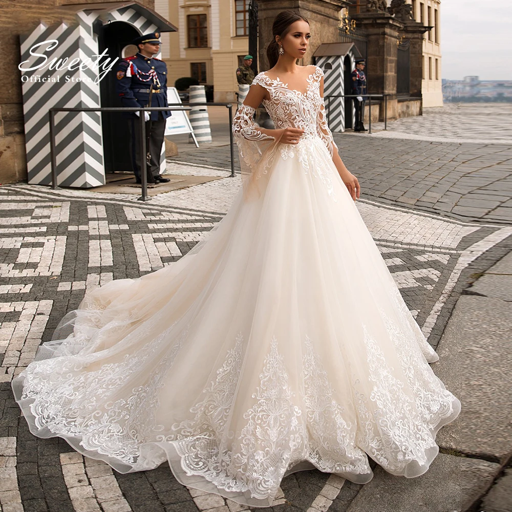 

Simple Wedding Dress Chiffon A-line Floor Length V-neck Bride Dress Appliques Sleeveless Slit A Line Button Robes De Mariée